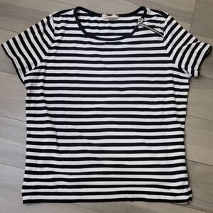Women's Michael Kors 2X Black and White Stripe Tee